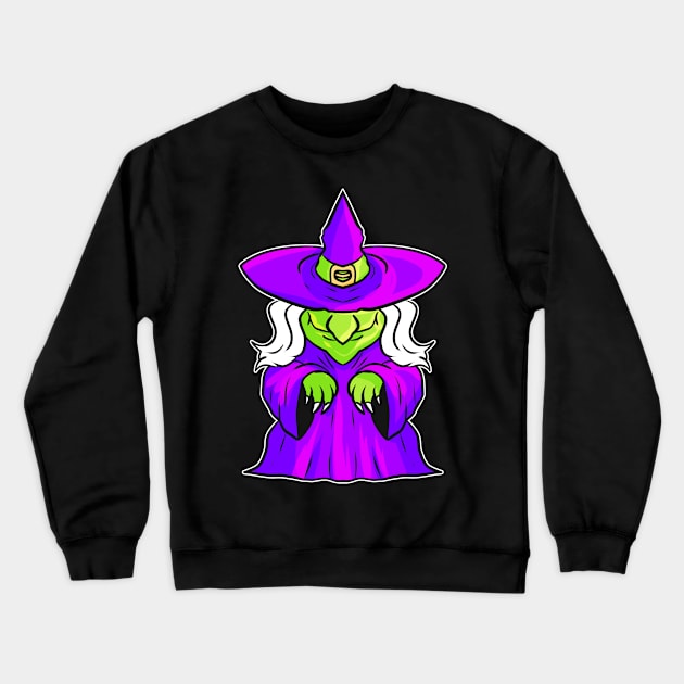 Kawaii Cute Old Evil Witch Halloween Crewneck Sweatshirt by SinBle